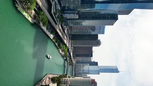 Widok Lotu Ptaka Miasto Chicago Usa Piękne Centra Biznesowe Nowoczesna — Wideo stockowe