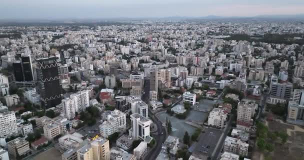 Kentsel Duvar Halısına Bakış Lefkoşe Nin Havadan Gösterisi Kıbrıs Başkenti — Stok video