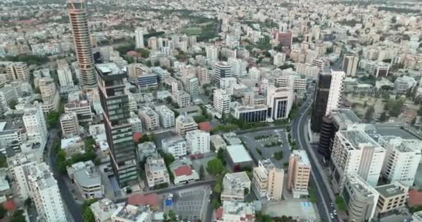 Cypern Capital Splendor Flygfoto Över Nicosias Moderna Affärsdistrikt Högkvalitativ Film — Stockvideo