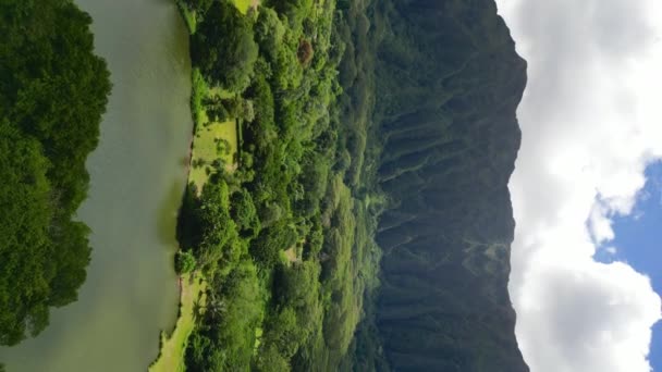Vydejte Vizuální Odysea Letecké Pohledy Havajské Pobřežní Divy Tyčící Vrcholy — Stock video