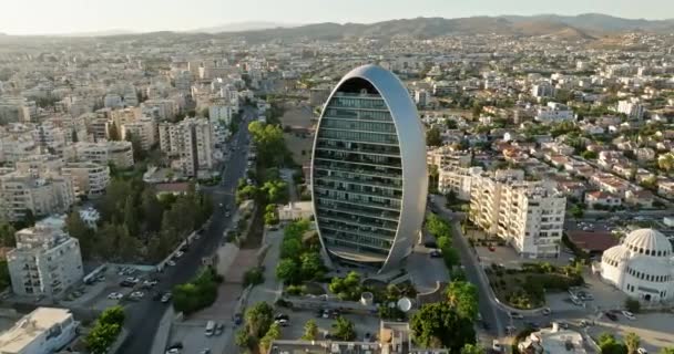 Вид Воздуха Город Лимассол Кипр Современные Бизнес Центры Стеклянных Небоскребах — стоковое видео