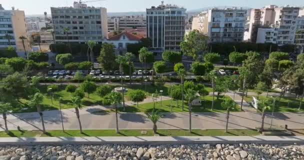 Aerial View Coastal Sea Limassol Cyprus Beautiful Architectural Cityscape Island — Stock Video