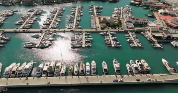Boundaries Aerial Exploration Limassol Marina Cyprus Its Nautical Extravaganza Inglés — Vídeos de Stock