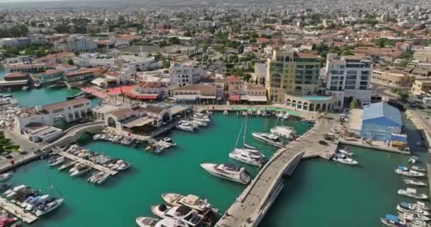 Spokojny Rekolekcje Limassol Marina Widok Lotu Ptaka Cypr Klejnot Przybrzeżny — Wideo stockowe