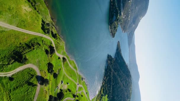 アメリカ ハワイの美しい自然の空中観察 山の斜面は 自然の信じられないほどの風景で緑の草と森で覆われています 高品質の4K映像 — ストック動画