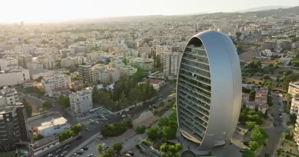 Вид Воздуха Город Лимассол Кипр Современная Архитектура Города Моря Высотными — стоковое видео
