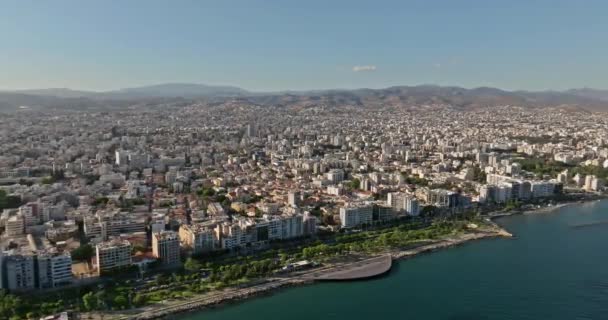 Limassols Magnifica Meraviglia Marittima Panorama Aereo Cipro Coastal Metropolis Filmati — Video Stock