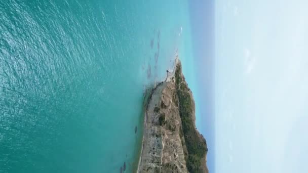 Αεροφωτογραφία Του Φυσικού Τοπίου Της Κύπρου Πεζόδρομος Αμμώδεις Παραλίες Νησί — Αρχείο Βίντεο