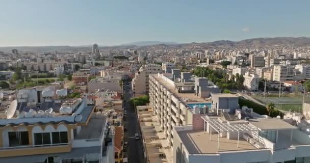 Kıbrıs Rum Kesimi Nin Limasol Kentinin Hava Manzarası Şehir Blokları — Stok video