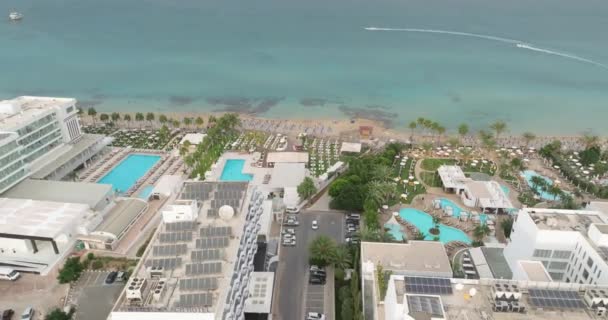 Letecký Pohled Protaras Kypr Městská Krajina Beachfront Resorts Středomoří Luxury — Stock video