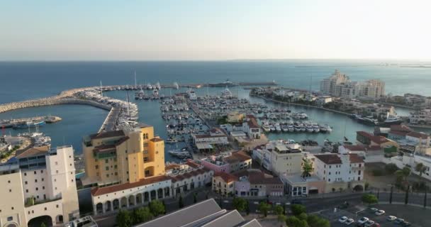 Vista Aerea Del Porto Turistico Con Yacht Lusso Barche Viaggio — Video Stock