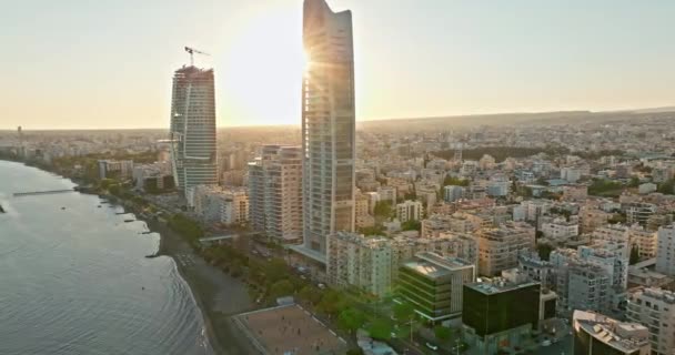 Majestic Sunset Limassol Cyprus Aerial View Urban Marvel Mediterranean Inglés — Vídeos de Stock