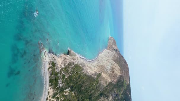 Vista Aerea Del Paesaggio Naturale Cipro Spiagge Sabbia Dorata Sulle — Video Stock