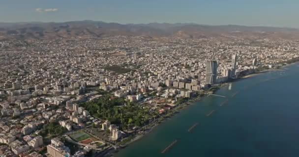 Kıbrıs Rum Kesimi Nin Limasol Kentinin Hava Manzarası Kentin Deniz — Stok video