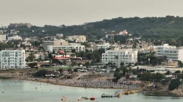Sun Kissed Serenity Aerial View Protaras Cyprus Beachfront Resorts Mediterranean — 图库视频影像