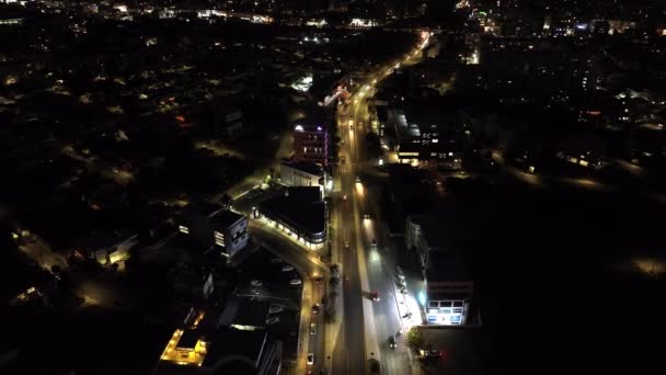Vue Aérienne Paysage Urbain Limassol Nuit Les Rues Ville Soir — Video