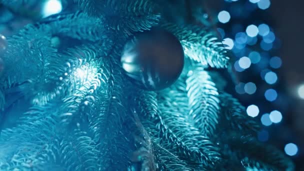 Pozadí Videa Zdobené Vánoční Stromeček Girlandy Slavnostní Vánoce Novoroční Atmosféra — Stock video