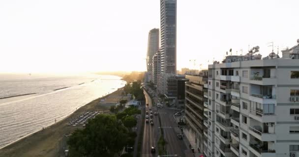 Kıbrıs Rum Kesimi Nin Limasol Kentinin Hava Manzarası Akdeniz Kıyısında — Stok video