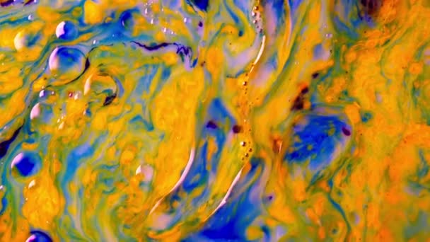 Streszczenie Wideo Tła Mieszania Żółtych Niebieskich Kolorów Sztuka Rysowania Kompozycji — Wideo stockowe