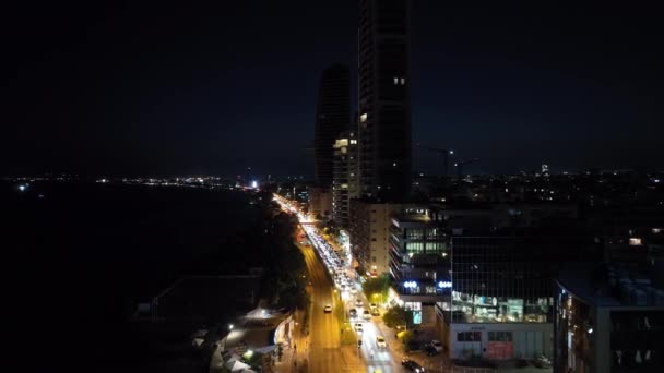 Nightscapes Unveiled Exploração Aérea Limassols Iluminated Urban Charme Modern Architecture — Vídeo de Stock