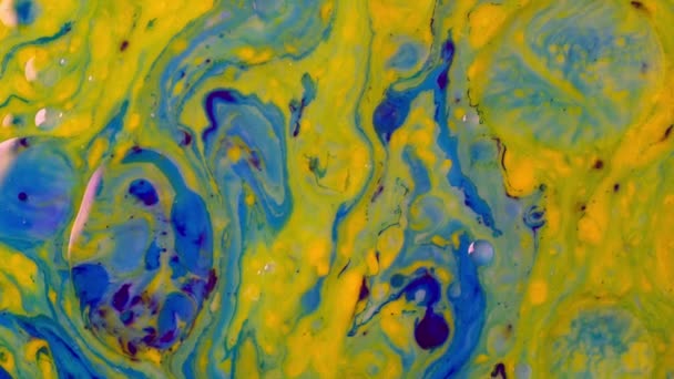 Vídeo Fundo Mistura Cores Amarelas Azuis Arte Abstrata Colorida Imagens — Vídeo de Stock