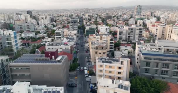 Şehir Tepeleri Limassols Hava Turu Mimari Güzellik Şehir Sokakları Yüksek — Stok video