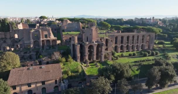 Palatine Hill Perspectives Aerial Views Rome Olaszország Ősi Romok Városi — Stock videók