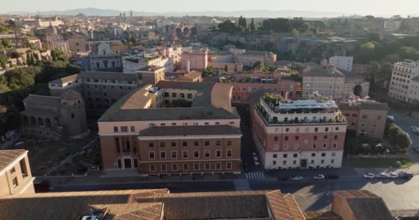 Vue Aérienne Paysage Urbain Rome Italie Bâtiments Anciens Dans Partie — Video