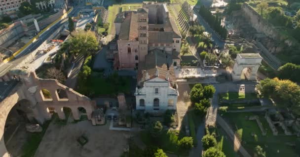Stadt Der Antike Aufgedeckt Luftaufnahmen Des Römischen Pfalzhügels Und Amphitheaters — Stockvideo