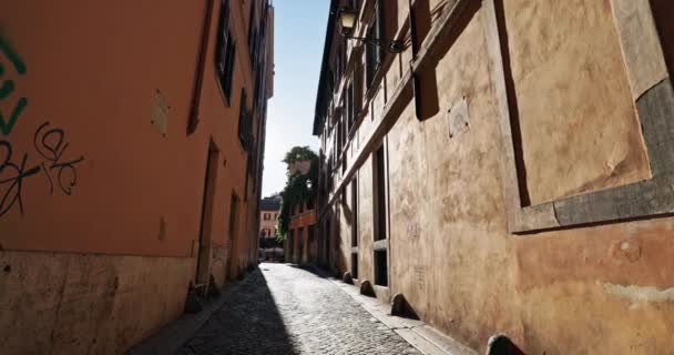 Beautiful Streets Capital Italy Rome Historic Narrow Streets Old Houses — Vídeo de Stock