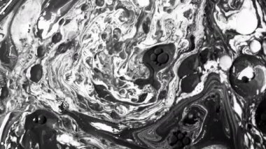 Fluid Flow Abstraction: Mesmerizing white and Black Color Fusion in Fluid Art Motion. High quality 4k footage