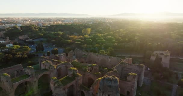 Roman Grandeur Aerial View Caracallas Baths Italys Historic Capita High — Stockvideo