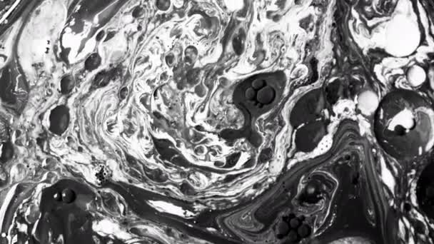 Fluid Flow Abstraction Mesmerizing White Black Color Fusion Fluid Art — Vídeo de stock