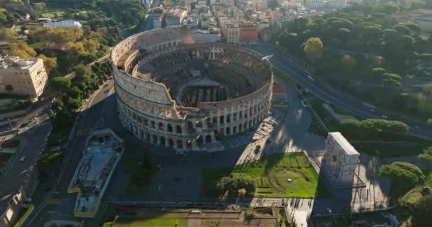 Birds Eye Journey Aerial Tour Italys Colosseum Ancient Splendors Modern — 图库视频影像