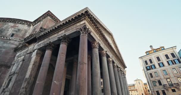 Pantheon Perspektif Roma Şehir Manzarası Odaktaki Tarihi Güzellik Yüksek Kalite — Stok video