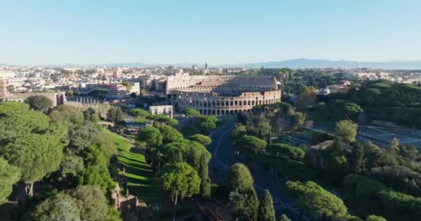 Veduta Aerea Del Palatino Del Colosseo Roma Italia Antico Anfiteatro — Video Stock