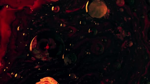 Fluid Flow Motion Mesmerizing Red Och Black Color Fusion Texture — Stockvideo