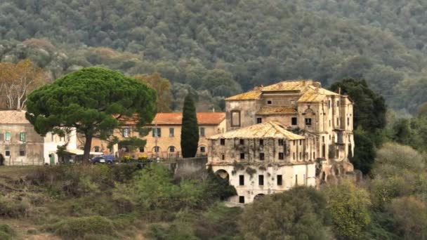 Вид Повітря Ландшафт Села Горі Браччо Італія Архітектура Старих Кам — стокове відео
