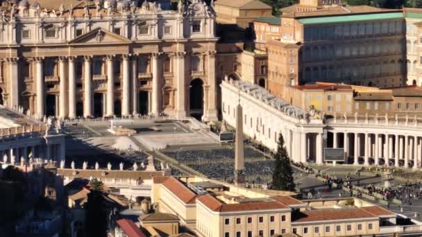 Letecký Pohled Náměstí Blízkosti Katedrály Petra Řím Itálie Papežského Okna — Stock video