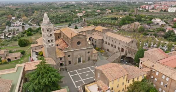 Widok Lotu Ptaka Panoramę Miasta Viterbo Włoszech Piękne Historyczne Miasto — Wideo stockowe
