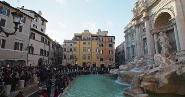 Ruhe Trevi Brunnen Die Erkundung Des Historischen Zentrums Roms Und — Stockvideo