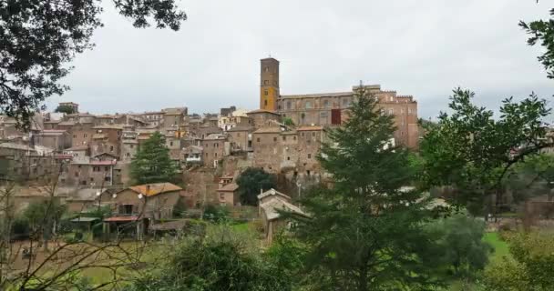 Widok Lotu Ptaka Cityscape Sutri Włochy Piękne Stare Miasto Kamiennymi — Wideo stockowe