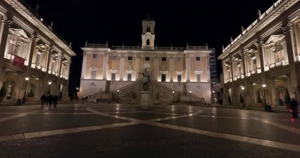 Paysage Urbain Une Place Nuit Rome Italie Belles Maisons Historiques — Video