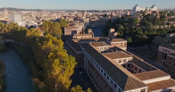 Odshora Prozkoumání Historického Centra Říma Vizuální Hostina Architektonického Bohatství Turistických — Stock video