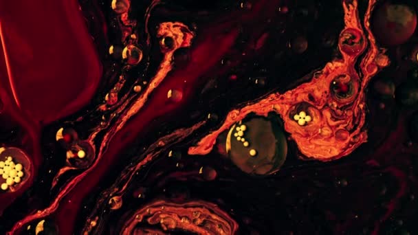 Slow Motion Fluid Art Black Gold Fusion Abstract Texture Vysoce — Stock video