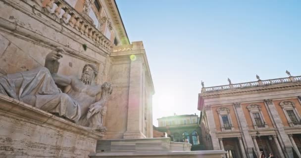 Διαχρονικό Κομψότητα Capitoline Square Και Romes Cityscape Glimpse Αρχαία Αρχιτεκτονική — Αρχείο Βίντεο
