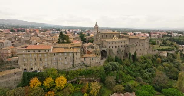 Widok Lotu Ptaka Architektura Miasta Viterbo Włochy Starożytny Zamek Historycznym — Wideo stockowe