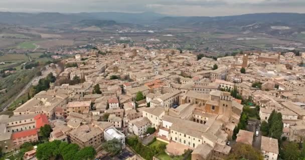 Αεροφωτογραφία Αρχιτεκτονική Cityscape Orvieto Ιταλία Παλιά Ιστορική Εκκλησία Καθεδρικό Ναό — Αρχείο Βίντεο