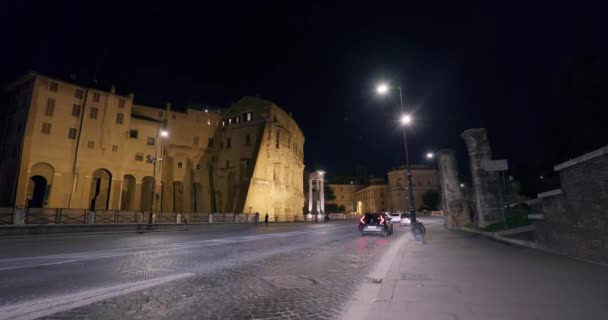 Światła Rzymu Nocna Wycieczka Oświetlonych Ulicach Zabytkach Wysokiej Jakości Materiał — Wideo stockowe