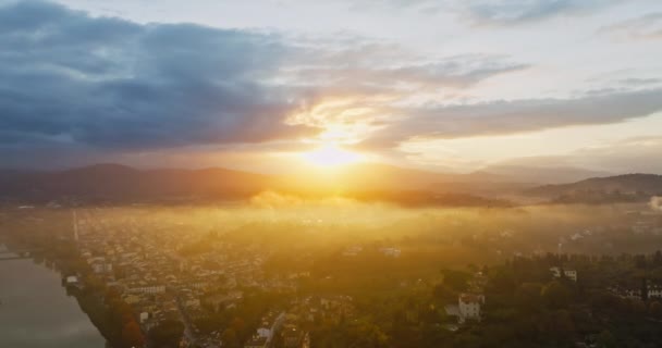 Sunset Magic Aerial Panorama Capturing Beauty Florences Urban Majesty Touristic — Stock Video